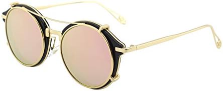 LINVO Clip on Steampunk Polarized Sunglasses Alloy Double Lens for Men and Women