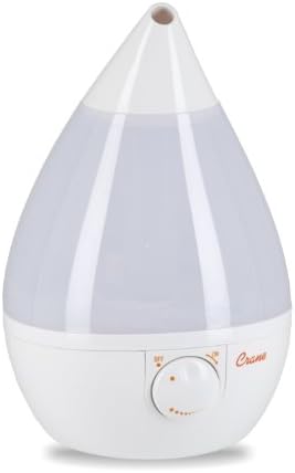 Crane Drop Shape Ultrasonic Cool Mist Humidifier with 2.3 Gallon output per day - White