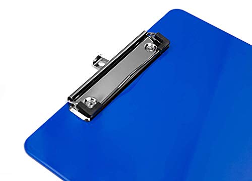 Plastic Clipboards (Set of 6) Multi Pack Clipboard (Blue) Strong 12.5 x 9 Inch | Holds 100 Sheets! Acrylic Clipboards with Low Profile Clip | Cute Clip Boards Board Clips - Thumbnail 2