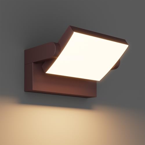 Klighten LED Wall Lamps Outdoor Indoor 24 W IP65, Adjustable Wall Lamp Modern Aluminium Wall Light for Entrance, Balcony, Gardens, Bronze, Warm White 2700K-3000K