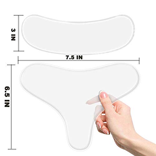 Anti Wrinkle Resuable Chest Silicone Pad, AKARY 100% Medical Grade Décolleté Set of 2 Pcs Neck Chest Care Mask Sheet Can Be Washed for Anti-Wrinkle,Moisturizing, Keeping Skin Smooth (T Shape)