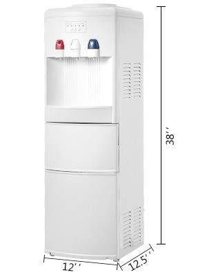 VEVOR 2 In 1 Water Dispenser w/Built-in Ice Maker Machine Hot and Cold Top 3-5 Gallon Bottle Electric Hot Cold Water Cooler Dispenser White