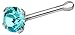 22g Sterling Silver Teal CZ Simulated Diamond Nose Stud, 2.5mm Crystal