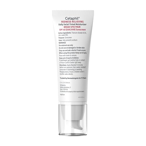 CETAPHIL REDNESS RELIEVING DAILY FACIAL MOISTURIZER SPF 40, 1.7 FL OZ, BROAD SPECTRUM SUNSCREEN, NEUTRAL TINT, FOR REDNESS-PRONE SKIN