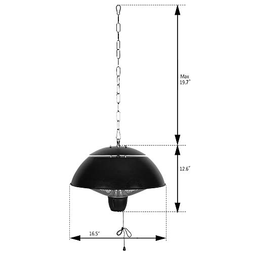 Star Patio Electric Patio Heater, Outdoor Ceiling Patio Heater, Black with Infrared Heating Element, Pendant Patio Heater Suitable as a Balcony Heater, Verandah Heater, BBQ Party Heater, ZHQ1538 - Thumbnail 5