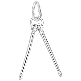 Drum Sticks Charm In Sterling Silver, Charms for