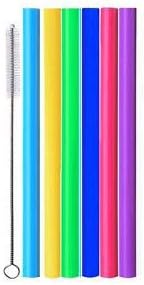 Risai Wide Straws 25,4 cm Colourful Boba Straws Reusable with Cleaning Brush, 6 Straw Pack eco Friendly Extra Large Silicone Straw