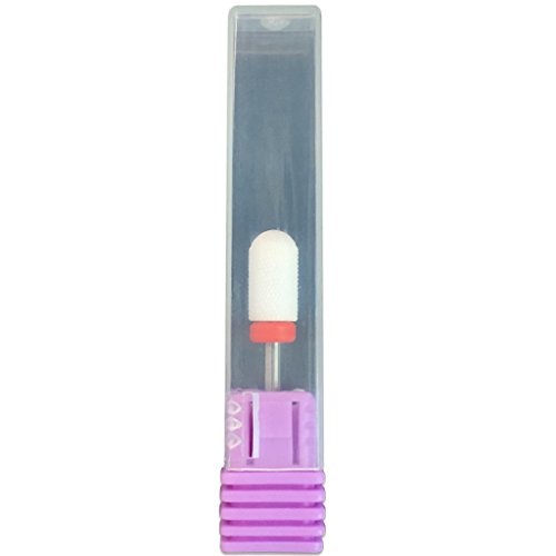 Beauticom Professional USA Ceramic White ROUND Top LARGE Barrel Bit Nail Drill (Grit: FINE) 3/32" Shank Size