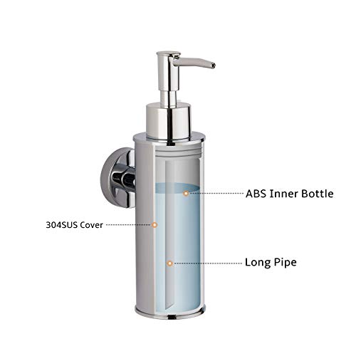 BGL Wall Mounted 304 Stainless Steel Soap Dispenser for Decoration (Round, Chrome)