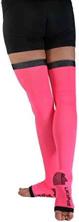 Lace Poet Neon Pink Yoga/Sleep Thigh-High Compression Toeless Socks