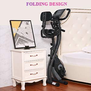 Exercise-Bike-Stationary-Bike-Foldable-Magnetic-Upright-Recumbent-Portable-Fitness-Cycle-with-Arm-Resistance-Bands-Extra-large-Adjustable-Seat-Pulse-3-in-1-Cycling-Indoor-Trainer-for-Home