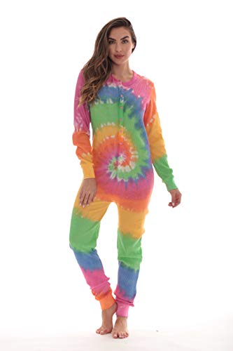 #followmeWomens Henley Thermal Onesie Buffalo Plaid and Tie Dye