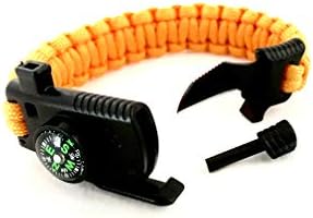 Silver Cardinal Paracod Bracelet with Survival Knife, Wrist Compass, Fire Starter Flint, Emergency Whistle| Survival Bracelet Kit| Tactical Bracelet for Men and Women (Orange)