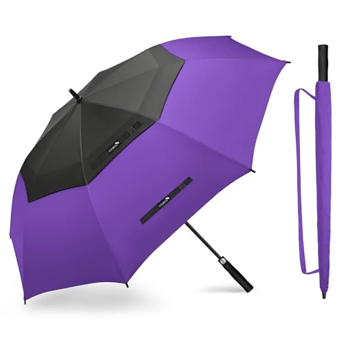 ZOMAKE Regenschirm Groß Sturmfest XXL - 68 Zoll Großer Golfschirm Automatik, Zweifarbig (Schwarz-violett), Winddichter Partnerschirm Stabil für 2-3 Pe