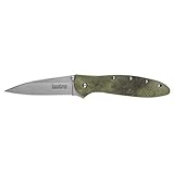 Kershaw Leek Camo Pocketknife (1660CAMO); 3-Inch Stainless Steel Blade with Bead-Blasted Finish, Anodized Aluminum Handle, Frame Lock, SpeedSafe Assisted Opening and Reversible Pocketclip; 2.4 OZ
