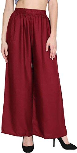 zoya collection- women rayon lower - plazo - maroon color- plus size fits 40 - 50 waist