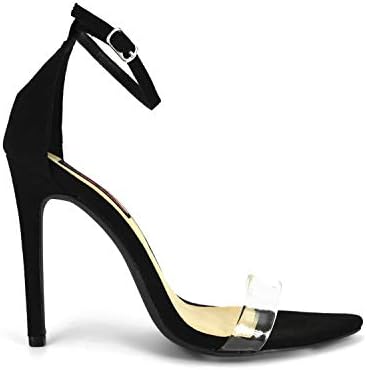 GottaBe Shoes Wild Diva Ankle Strap Pointed Triangle Open Toe Stiletto Heel Transparent Sandal