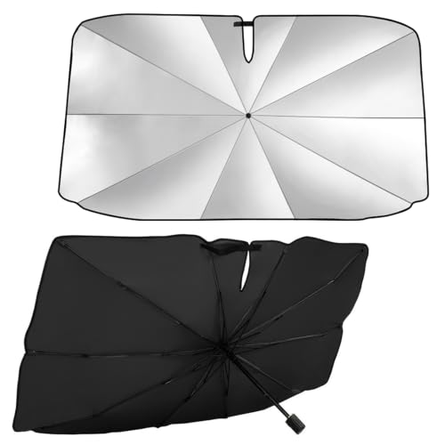 Car Windshield Sunshade Umbrella, Car Windscreen Sun Shade, Foldable Car Windshield Sun Shade Umbrella with 360° Rotatable Bendable Shaft, Universal for Cars, Vans, SUVs & Trucks