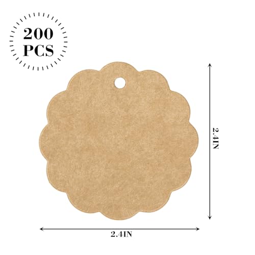 SallyFashion 200PCS Kraft Paper Tags with String, Round Circle Gift Tags 2.4\