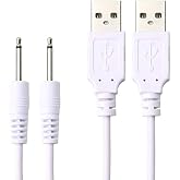 2 Pack Wand Charger Replacement DC Charging Cable Set Compatible with lovesense,Compatible with Tracys Dog,Tracy's Dogg Beauty Instrument USB Charger Cords 2.5mm Wand Vibrating Massager Charger