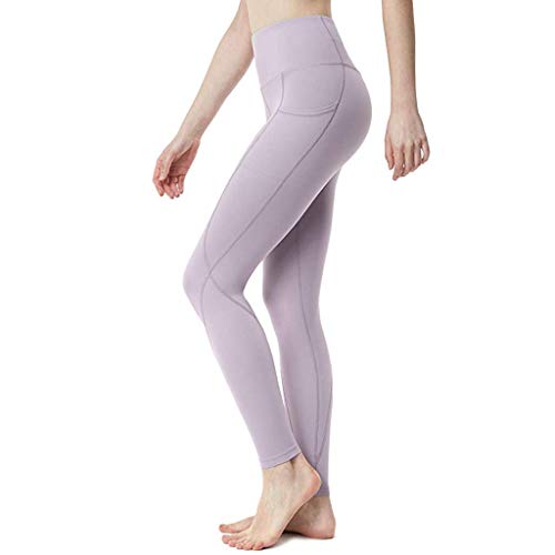 High Waist Yoga Pants for Women Side & Inner Pockets with Tummy Control Sports Leggings Purple - Thumbnail 2