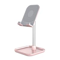 Licheers Cell Phone Stand, Height and Angle Adjustable Phone Stand for Desk, Extendable Tablet Stand Compatible with iPad, iPhone, Android Smartphone, Nintendo Switch and More 4-13 inch Devices (Pink)