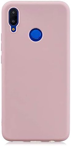 EASYCOB Compatible with Huawei Nova 3iCase,Back Case Pure Colour Ultra Slim Fit Soft TPU Phone Case Drop-Protection Cover with Wrist Strap Phone Holder Function Cover,Pink