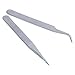 2 Nail Art Tweezers Curved Straight Pointed Ongles (silver)