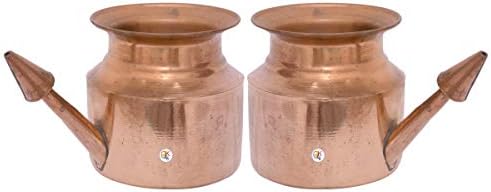 KDT Copper Jal Jala Neti Pots for Sinus/Nose Cleaning/Ayurvedic - 2 Piece Set