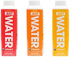 JUST Water Infused Mixed Case, 4 of Each Flavor: Tangerine, Lemon, Apple Cinnamon, 100% Spring Water in a Paper-Based Recyclable Bottle, No Sugar or Artificial Flavors, 16.9 Oz, (Pack of 12)
