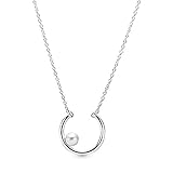 Pandora Jewelry - Offset Freshwater Cultured Pearl Circle Necklace in Sterling Silver with White Freshwater Cultured Pearl, 19.7 IN / 50 CM