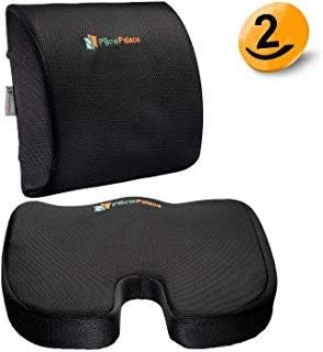 Orthopedic Lumbar Back Seat Cushion Set | Lumbar Support Pillow Backrest | Non-Slip Bottom | Breathable Mesh Cover, Relives Coccyx Sciatica, Tailbone Nerve Pain | Premium Comfort For Home, Office, Car
