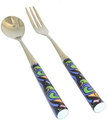 Porcelain Cake Fork and Tea Spoon Set Celtic Knot