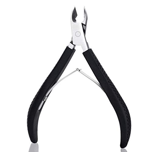 Cuticle Cutter Cuticle Nippers - BUVE Non-slip Cuticle Trimmer Clipper Professional Stainless Steel Cuticle Remover Scissors Pedicure Manicure Tools for Fingernails Toenails (Cuticle nipper, black)
