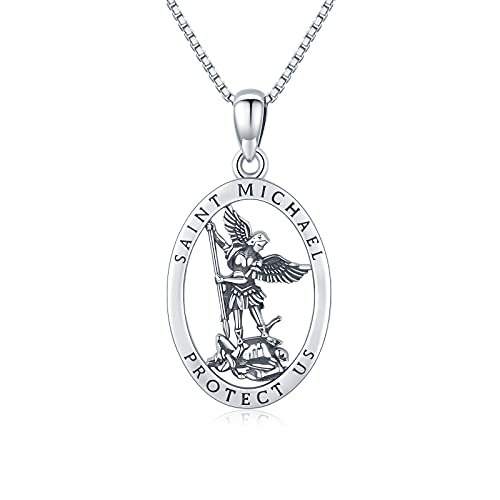 SOESON St Christopher/Jesus/Saint Michael Necklace for Women 925 Sterling Silver Antiqued Religious Pendant Men Necklaces Jewellery Gift(18''+2'') (Saint Michael) — image 1