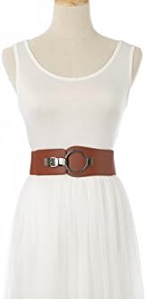 Retro Wide Metal Interlock Buckle Womens Elastic Waist Belt Cinch (Small, Small)