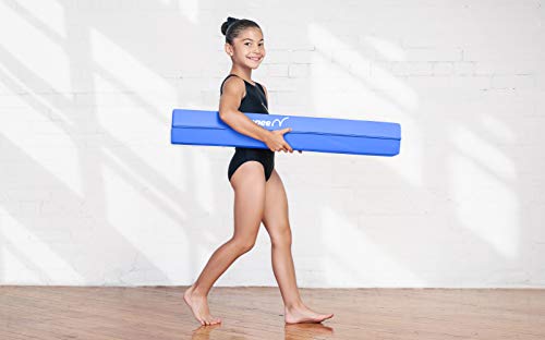 Springee 6ft Balance Beam - Extra Firm - Vinyl Folding Gymnastics Beam for Home - Blue