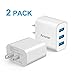 Wall Charger, Amoner 2Pack 15W 3-Port USB Charger Cube Portable Travel Wall Charger Plug for iPhone Xs/XS Max/XR/X/8/7/6/Plus, Pad Pro/Air 2/Mini 2, Galaxy9/8/7, Note9/8 and More