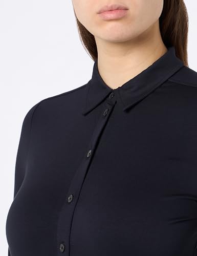 Marc OPolo Women's Stretch Knit Blouse with French Collar, Manic Midnight, L