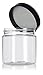 JUVITUS 4 oz Clear Plastic PET Travel Jar with Black Smooth Lid (6 Pack)