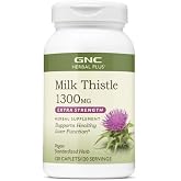 GNC Herbal Plus Milk Thistle 1300mg, Extra Strength, 120 Caplets | Provides Milk Thistle Seed Extract to Support Healthy Liver Function, Vegetarian and Gluten-Free for Daily Use