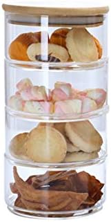 1/2/3/4 Tier Stackable Glass Apothecary Jar Kitchen Candy Cookie Storage Containers With Lid Food Bulk Container Transparent,4 Tier