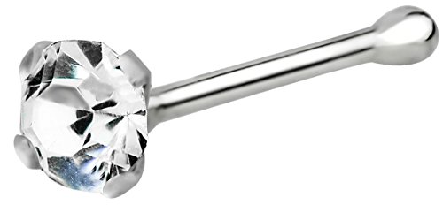 22g sterling silver clear cz simulated diamond nose stu…