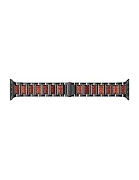 LDFAS correa para Apple Watch de madera natural, sándalo, de acero inoxidable, brazalete de eslabones de metal para Apple Watch Series 1 2