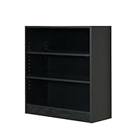 Mylex Three Shelf Bookcase; Two Adjustable Shelves; 11.63 x 29.63 x 31.63 Inches, Black, Assembly Required