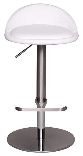 FineBuy Edelstahl Barhocker BALI mit Rückenlehne | Edler Gastro Barstuhl Sitzfläche Rund 360° Drehbar | Exklusiver… – Bild 2