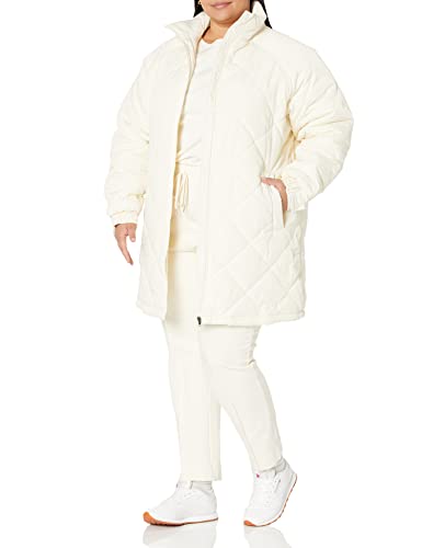 AMAZON ESSENTIALS WOMEN’S RELAXED-FIT RECYCLED POLYESTER MID LENGTH PUFFER COAT (AVAILABLE IN PLUS SIZE) (PREVIOUSLY AMAZON AWARE), IVORY, X-LARGE
