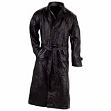 Giovannio Mens Leather Double Breasted Trench Coat