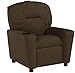 Flash Furniture Chandler Microfiber Kids Recliner with Cup Holder and Safety Recline, Contemporary Reclining Chair for Kids, Supports up to 90 lbs., Brown