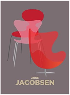 VisualPhilosophy Arne Jacobsen Chairs Print - Brown Red 11x14